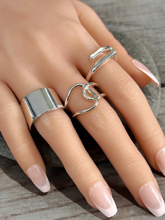 調節可能 Freely Sterling Silver925 Ring with Matte Finish Polished Matte Finish Simple Ring New .925 Sterling Silver