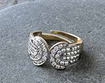 Wrap ring, cubic zirconia adjustable gold and silver finger ring, cz diamond stones, statement ring