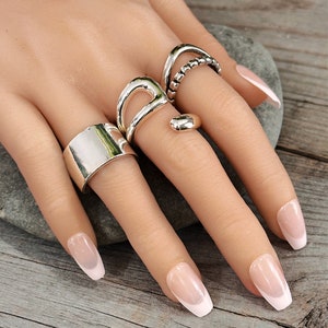 Sterling silver ring, adjustable ring, gift for her, silver jewelry, thick wide modern ring, stamped 925