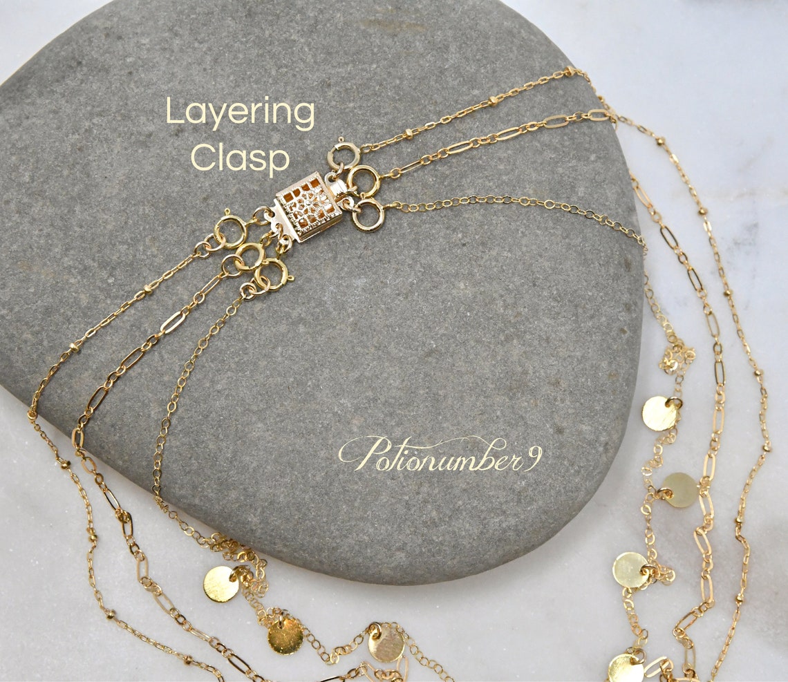 Layering Clasp Gold Necklace Spacer Clasp No More Tangle No Etsy