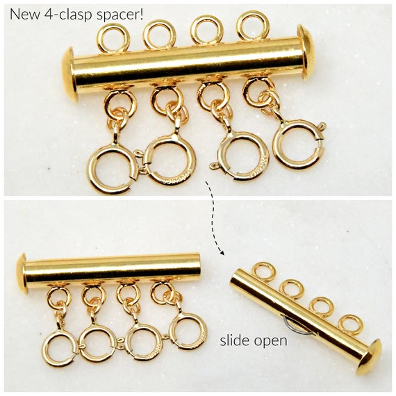 Amazon.com: 4 Pieces Necklace Layering Clasps Gold and Sliver Layered  Necklace Clasp Necklace Separator for Layering Multiple Necklace Detangler  Jewelry Clasps (2&3 Hole Gold+Silver)
