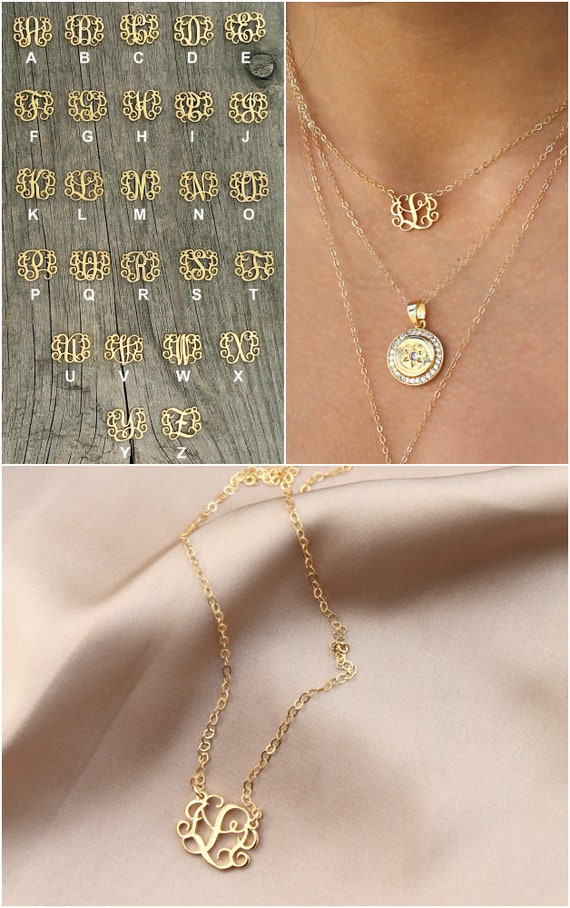 Initial Necklace 14k Gold Filled Chain 