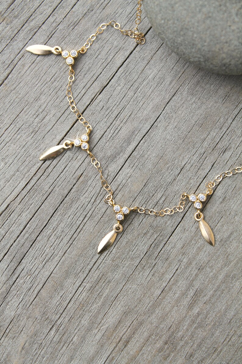 Anklet Ankle Bracelet Cubic Zirconia Diamonds 14K Gold Etsy