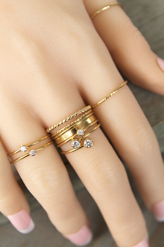 Handmade Dainty Gold Rings Set – JewelryByTm