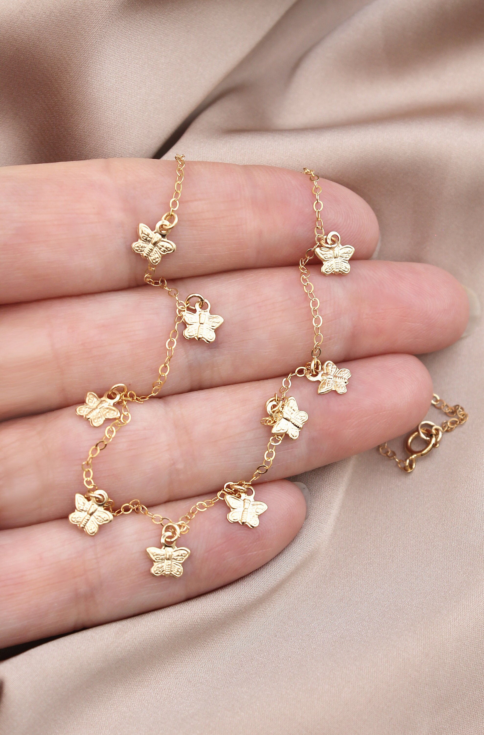 Butterfly Necklace 14K Gold Filled Mini Butterflies Etsy