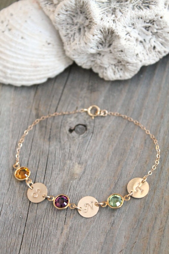 Bracelet with hotsell initial and birthstone