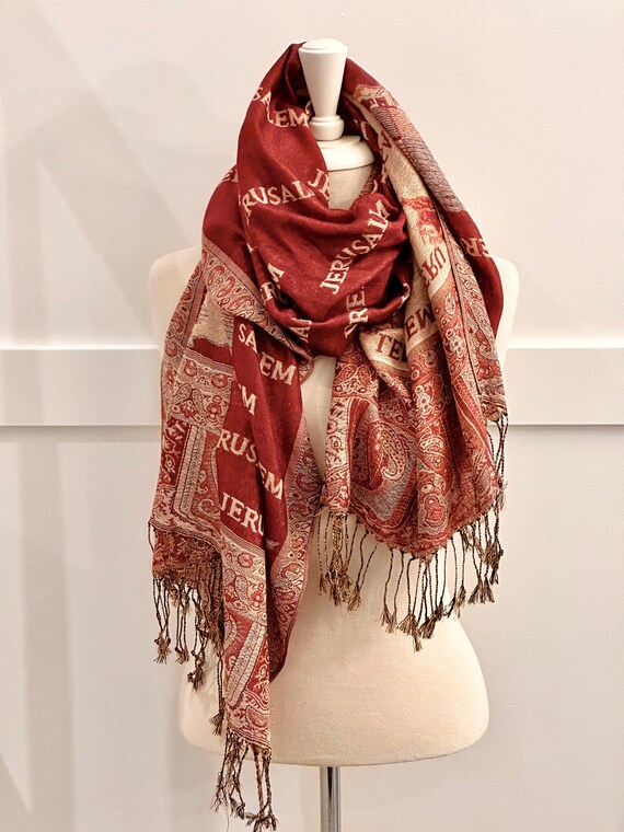 Red and cream scarf discount