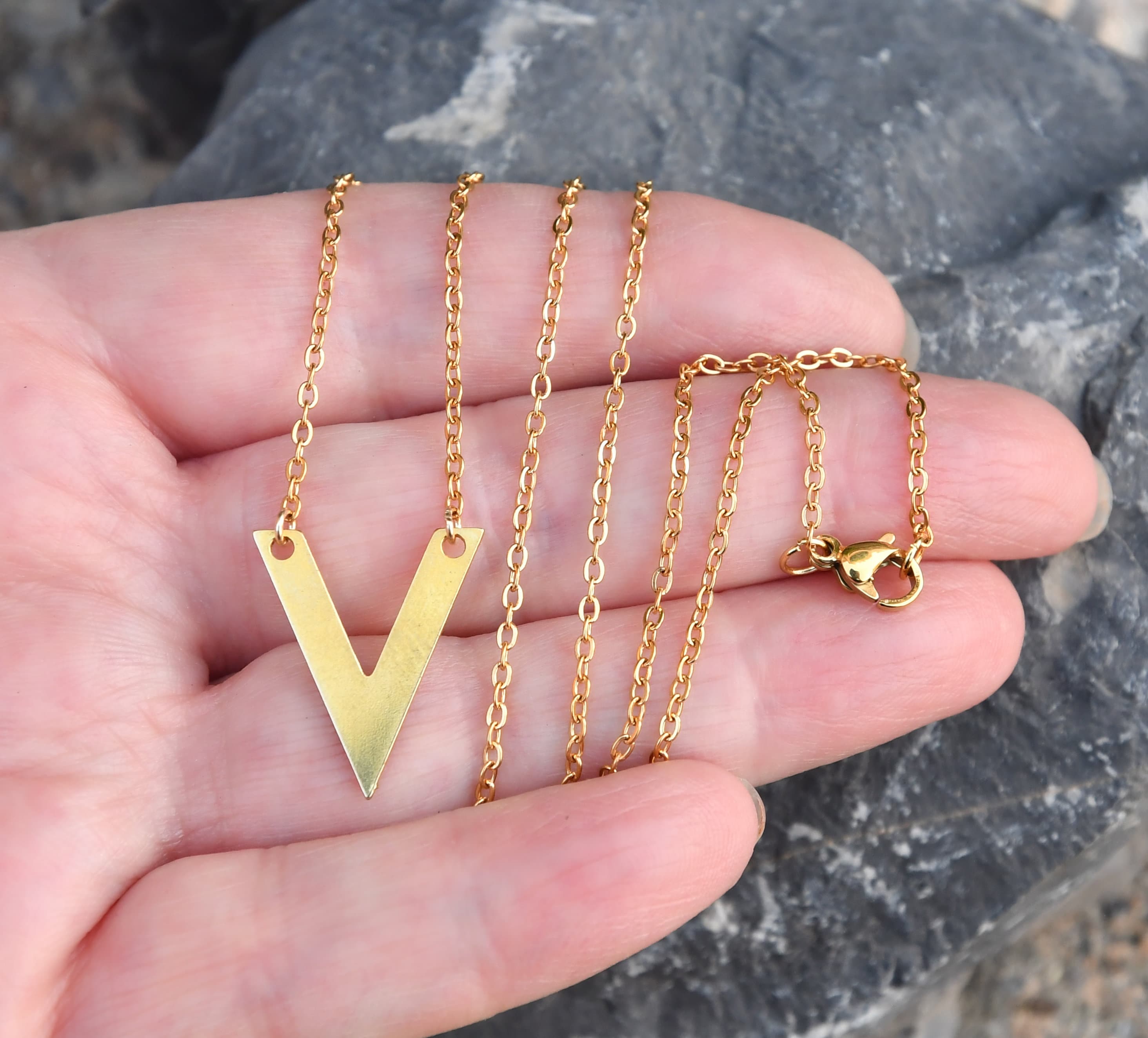 necklace letter v