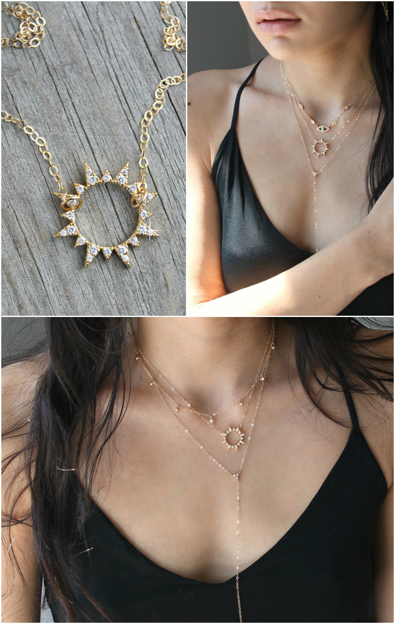 Sun Burst Necklace 14k Gold Filled 