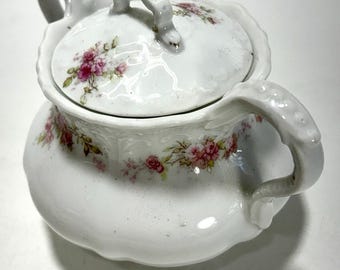 Antique Elite Limoges France Mini Sugar Bowl Floral Porcelain