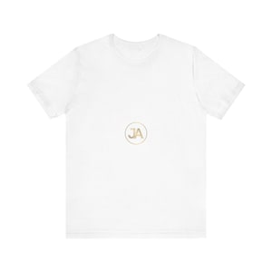 Gold Monogram JA Circle Logo T-Shirt | Minimal Initials Tee