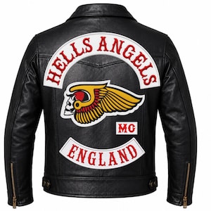 Custom Hells Angels Style Leather Jacket | Personalized MC Biker Jacket | Custom City Back Patch Motorcycle Jacket | Men's Motorcycle Gift