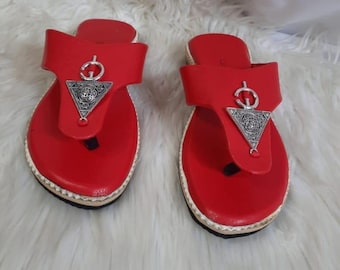 Handmade Moroccan Leather Sandals for Women, Genuine Leather Slides, Summer Flat Sandals, Boho Shoes, Gift for Her