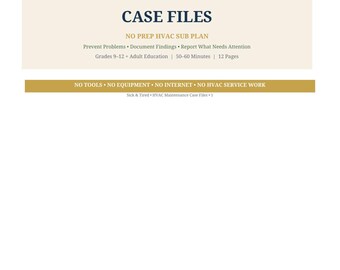 HVAC Maintenance Case Files CTE Lesson | No Prep Sub Plan | Preventive Maintenance | Grades 9-12+