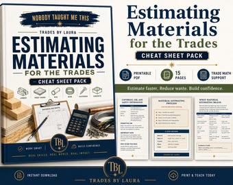 Estimating Materials for the Trades Cheat Sheet Pack | Printable PDF, Shop Math Guide