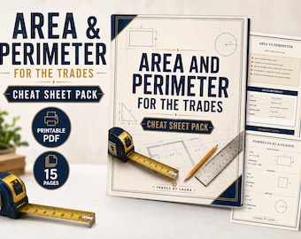 Area and Perimeter for the Trades Cheat Sheet Pack | Printable PDF, Shop Math, Measurement Guide