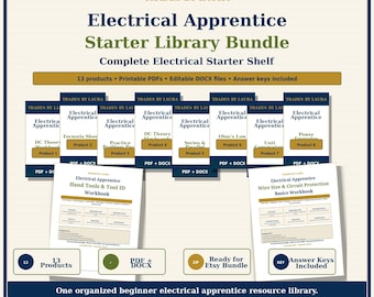 Electrical Apprentice Starter Library Bundle | 13 Printable Workbooks, PDF and Editable DOCX