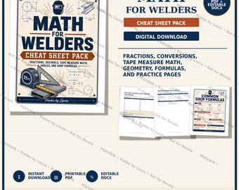 Mathematik-Spickzettel-Paket für Schweißer | Brüche, Maßbandrechnen, Geometrie, Werkstattformeln