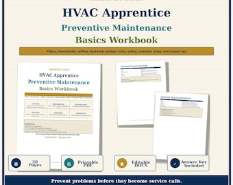 Manual de fundamentos de mantenimiento preventivo para aprendices de HVAC / PDF imprimible, DOCX editable