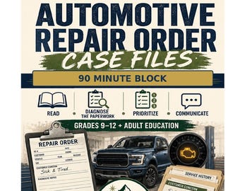 Automotive Repair Order Case Files | 90 Minute CTE Sub Plan (Digital Download)