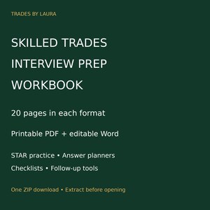 Skilled Trades Interview Prep Workbook | 20-Page Job Interview Guide for Apprenticeships, Construction & Technical Careers
