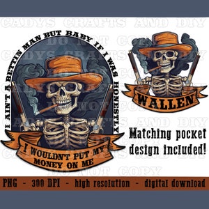 Non metterei i miei soldi su di me, PNG, Download digitale, Country Music Tee, Wallen Lover, file di sublimazione
