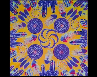 Bandana UV Reactive Orange and GLOW in the DARK inner corner w/ Free Black Light Free Shipping