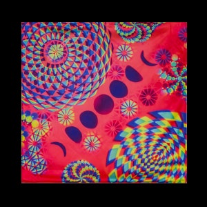 Bandana UV Reactive Pink and GLOW in the DARK inner corner w/ Free Black Light Free Shipping
