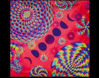 Bandana UV Reactive Pink and GLOW in the DARK inner corner w/ Free Black Light Free Shipping