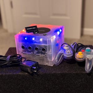 Custom Transparent GameCube, HDMI, WiFi RGB Lighting, USB-C, PicoBoot, Controller