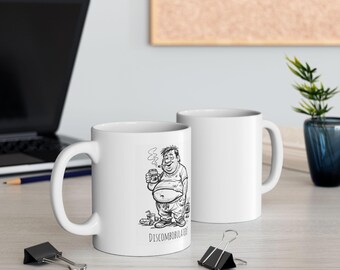 Discombobulated Character Ceramic Mug – Glossy White Coffee Cup