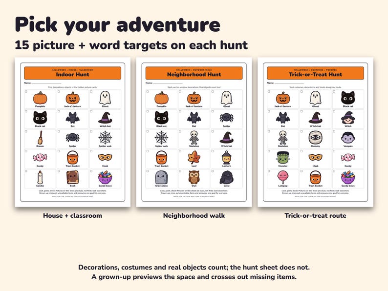 Halloween Scavenger Hunt Printable, 3 Picture Hunts for Kids image 2