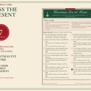 Christmas Pass the Present Game Printable, 7 Left Right & Rhyme Games image 1