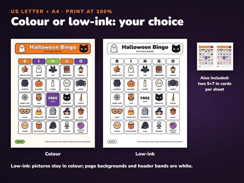 Bingo di Halloween con immagini stampabili, 50 cartelle per bambini e gioco di memoria immagine 5