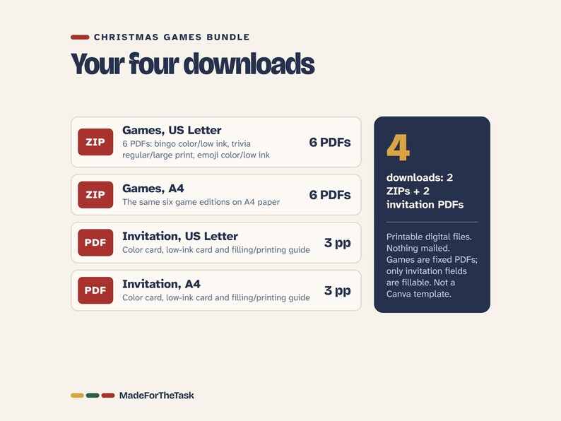 Paquete imprimible de juegos navideños: Bingo, Trivia, Emoji e Invitación imagen 8