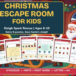 Christmas Escape Room Kids Printable, Sleigh Spark Rescue for Ages 6-10 image 1