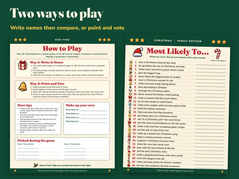 Christmas Most Likely To Game for Kids, Printable Family Party Game image 3