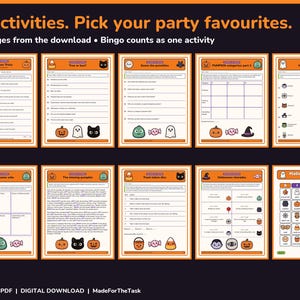 Halloween Party Games Bundle Printable, 25 Activities and Picture Bingo image 2