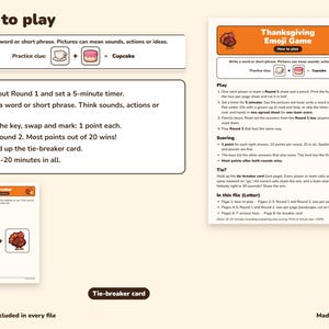 Thanksgiving & Fall Emoji Game Printable, 20 Picture Clues with Answer Keys image 4