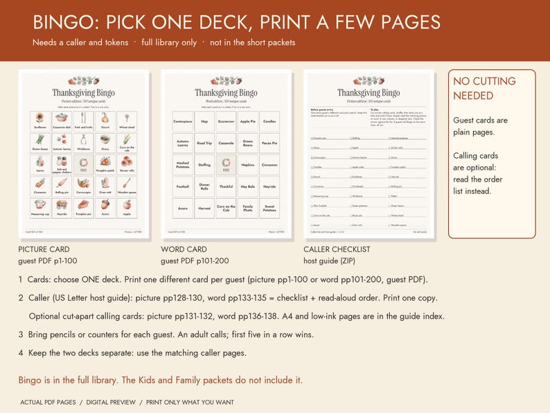 Thanksgiving Party Games Bundle Printable, Bingo and Kids Activities image 7