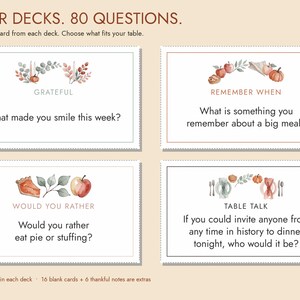 Thanksgiving Conversation Cards Printable, 80 Table Talk Prompts image 2