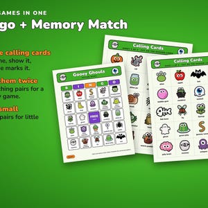 Halloween Picture Bingo Printable, 50 Gooey Ghouls Boards for Kids image 4