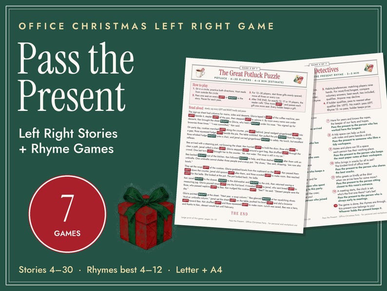 Office Christmas Left Right Game Printable, Pass the Present Gift Exchange image 1