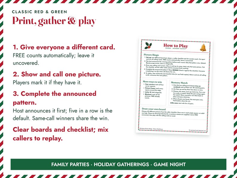 Christmas Picture Bingo Printable, 30 Classic Family Cards image 5