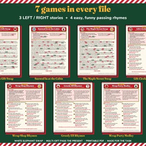 White Elephant Game Printable, No Stealing Christmas Left Right Gift Swap image 2