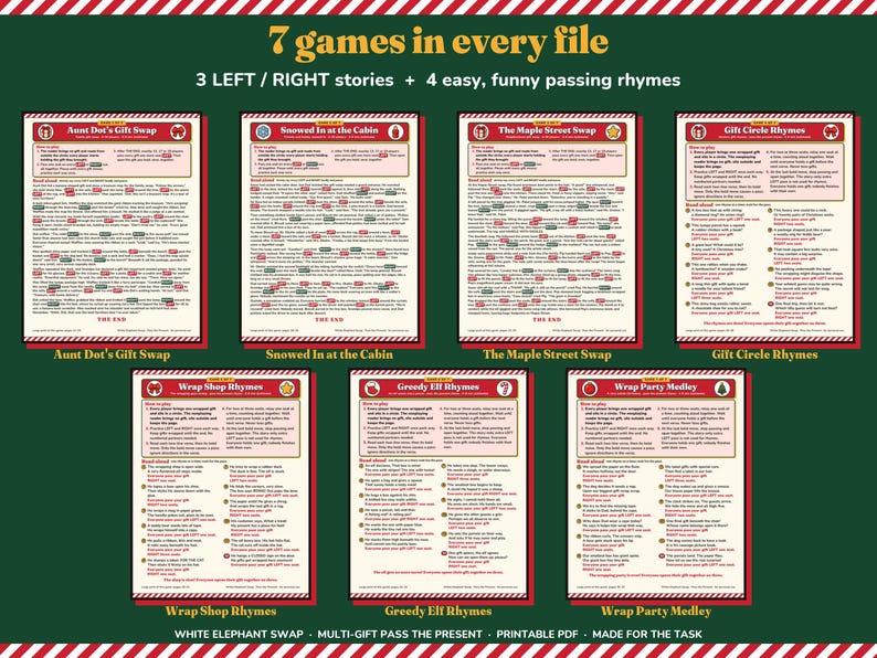 White Elephant Game Printable, No Stealing Christmas Left Right Gift Swap image 2