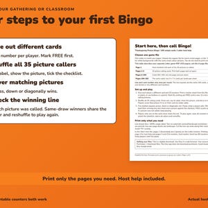 Printbare Thanksgiving Bingo-kaart, 100 afbeeldingen met bingoleiders en markers. afbeelding 4