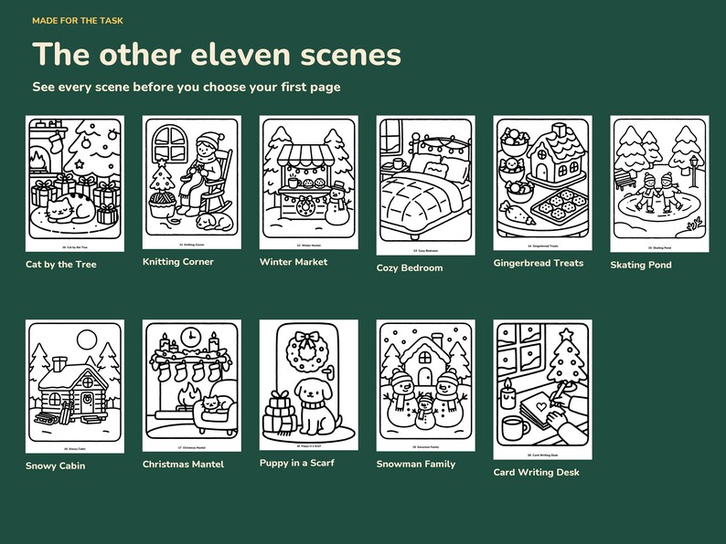 Christmas Coloring Pages for Adults, Bold and Easy, 20 Cozy Scenes image 9