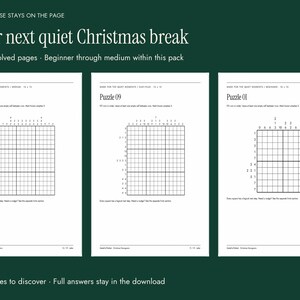 Christmas Nonogram Puzzles Printable, 12 Picture Logic Puzzles with Hints image 6