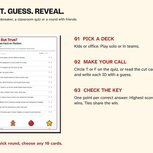 Christmas True or False Game Printable, 2 Fun Fact Decks image 4